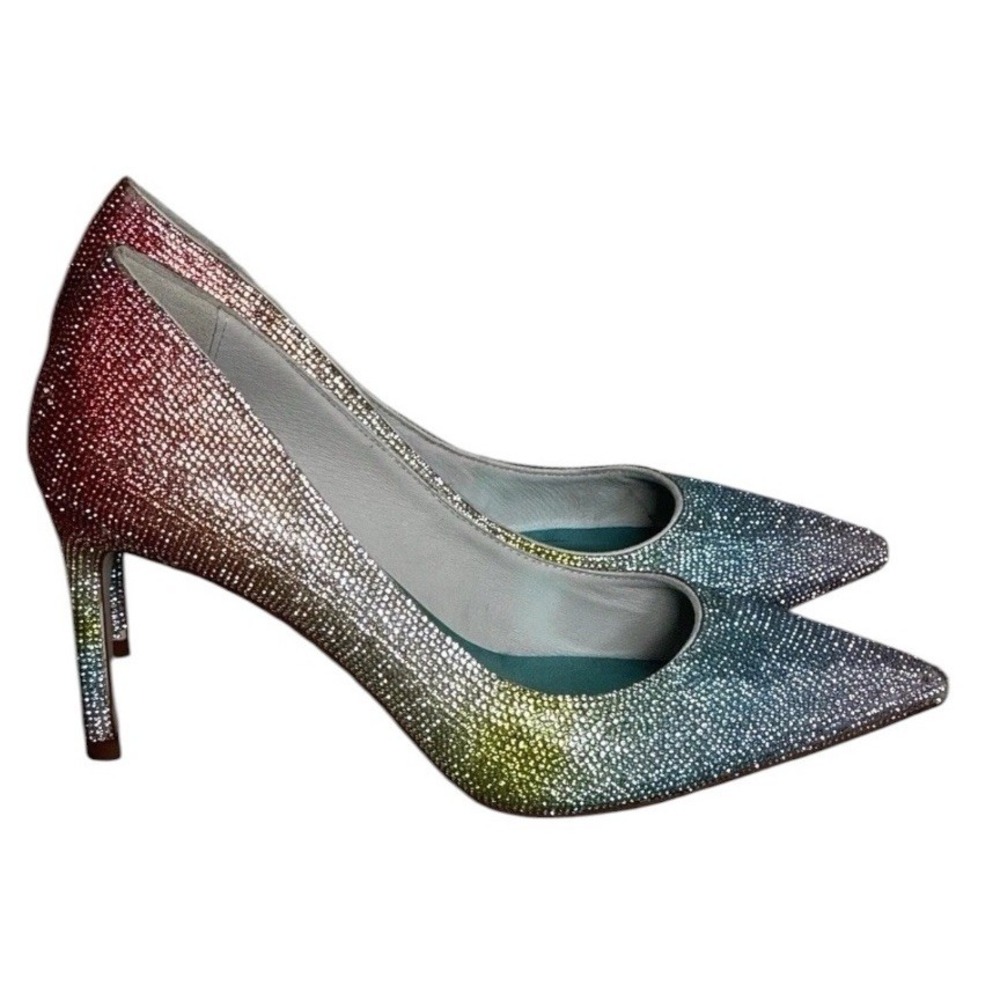 Jeffery Campbell Pelara Rhinestone Vibrant Ombre Pointed Toe Pumps Size 8